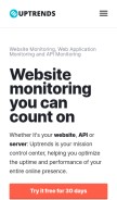 How uptrends.com looks like on a mobile device such as an iPhone.