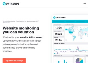 How uptrends.com looks like on a tablet such as an iPad.