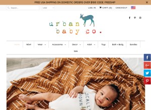 How urbanbabyco.com looks like on a tablet such as an iPad.