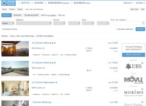 How urbanhome.ch looks like on a tablet such as an iPad.