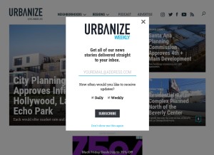 How urbanize.la looks like on a tablet such as an iPad.