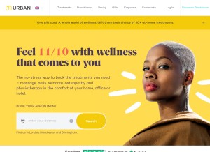 How urbanmassage.com looks like on a tablet such as an iPad.
