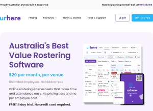 How urhere.com.au looks like on a tablet such as an iPad.