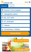 How urlaub.de looks like on a mobile device such as an iPhone.