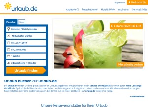 How urlaub.de looks like on a tablet such as an iPad.