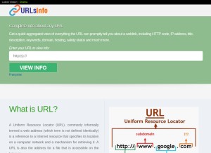 How urlsinfo.com looks like on a tablet such as an iPad.
