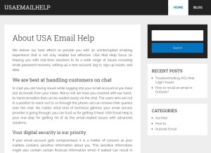 How usaemailhelp.com looks like on a tablet such as an iPad.