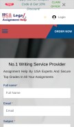 How usalegalassignmenthelp.com looks like on a mobile device such as an iPhone.