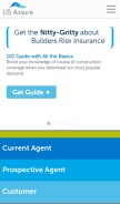 How usassure.com looks like on a mobile device such as an iPhone.