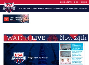 How usaswimming.org looks like on a tablet such as an iPad.