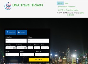 How usatraveltickets.com looks like on a tablet such as an iPad.