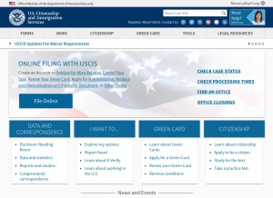 How uscis.gov looks like on a tablet such as an iPad.