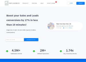 How useinfluence.co looks like on a tablet such as an iPad.