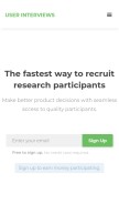 How userinterviews.com looks like on a mobile device such as an iPhone.