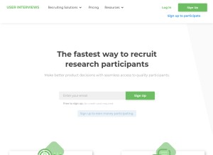 How userinterviews.com looks like on a tablet such as an iPad.