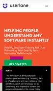 How userlane.com looks like on a mobile device such as an iPhone.