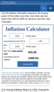 How usinflationcalculator.com looks like on a mobile device such as an iPhone.
