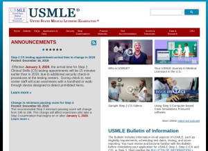 How usmle.org looks like on a tablet such as an iPad.