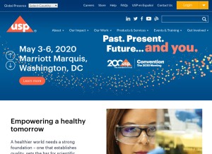 How usp.org looks like on a tablet such as an iPad.