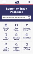 How usps.com looks like on a mobile device such as an iPhone.