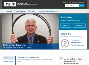 How uspto.gov looks like on a tablet such as an iPad.