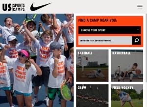 How ussportscamps.com looks like on a tablet such as an iPad.