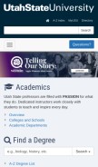 How usu.edu looks like on a mobile device such as an iPhone.