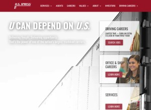 How usxpress.com looks like on a tablet such as an iPad.