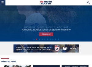 How usyouthsoccer.org looks like on a tablet such as an iPad.