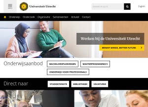 How uu.nl looks like on a tablet such as an iPad.