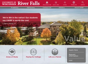 How uwrf.edu looks like on a tablet such as an iPad.