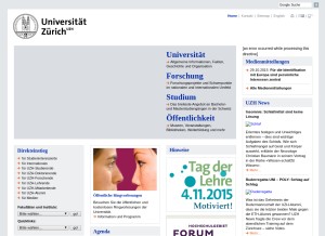 How uzh.ch looks like on a tablet such as an iPad.