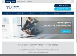 How v12finance.com looks like on a tablet such as an iPad.