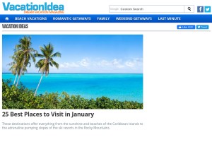 How vacationidea.com looks like on a tablet such as an iPad.