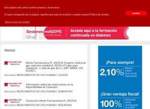 How vademecum.es looks like on a tablet such as an iPad.