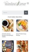 How valentinascorner.com looks like on a mobile device such as an iPhone.
