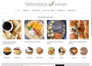 How valentinascorner.com looks like on a tablet such as an iPad.