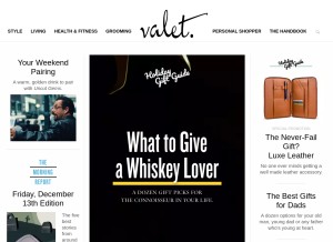 How valetmag.com looks like on a tablet such as an iPad.
