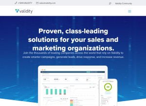 How validity.com looks like on a tablet such as an iPad.