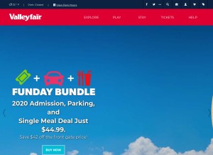 How valleyfair.com looks like on a tablet such as an iPad.