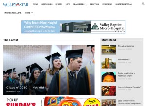 How valleymorningstar.com looks like on a tablet such as an iPad.