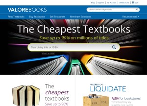 How valorebooks.com looks like on a tablet such as an iPad.