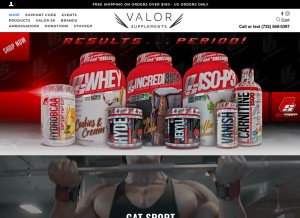 How valorsupplements.net looks like on a tablet such as an iPad.
