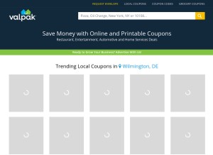 How valpak.com looks like on a tablet such as an iPad.