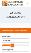 How vamortgagecalculator.us looks like on a mobile device such as an iPhone.