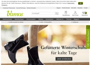 How vamos-schuhe.de looks like on a tablet such as an iPad.