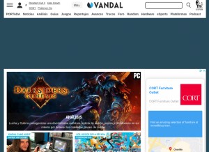 How vandal.net looks like on a tablet such as an iPad.