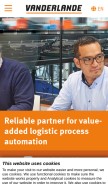How vanderlande.com looks like on a mobile device such as an iPhone.