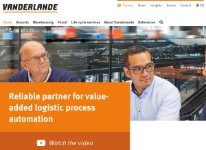 How vanderlande.com looks like on a tablet such as an iPad.