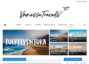 How vanessatravels.net looks like on a tablet such as an iPad.
